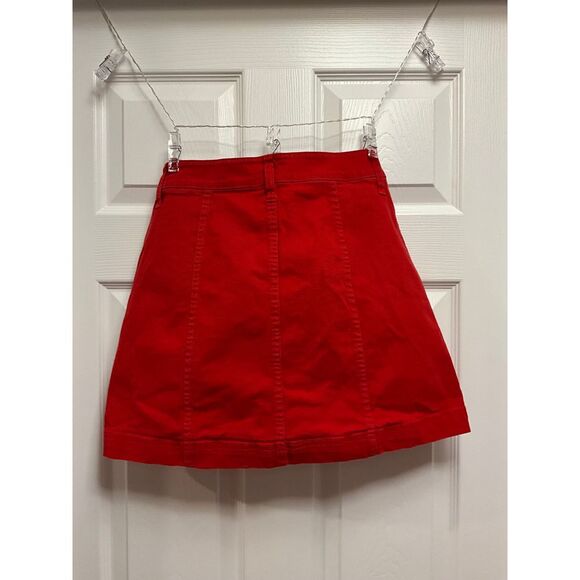 J Crew Mercantile Red Button Front A-Line Mini Skirt Casual Summer Cotton Size 2 - Picture 5 of 5
